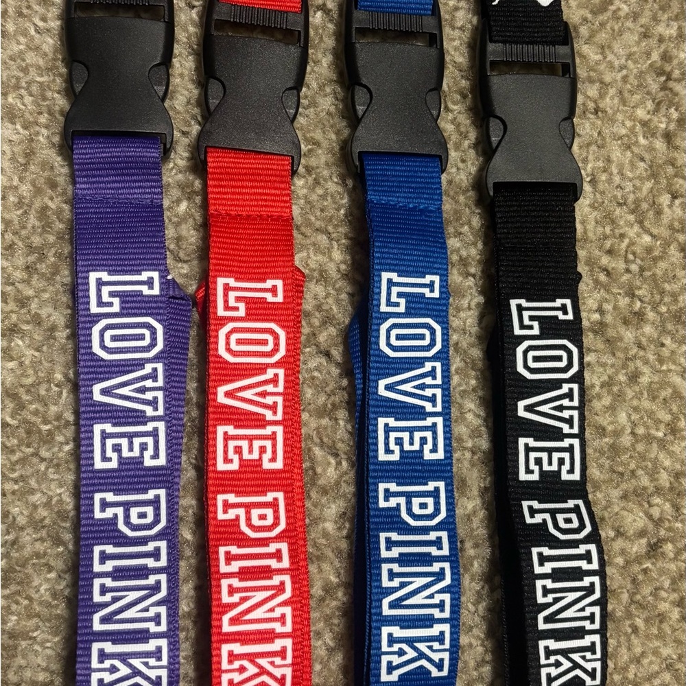 Love Pink Lanyards Set - Purple, Red, Blue, Black